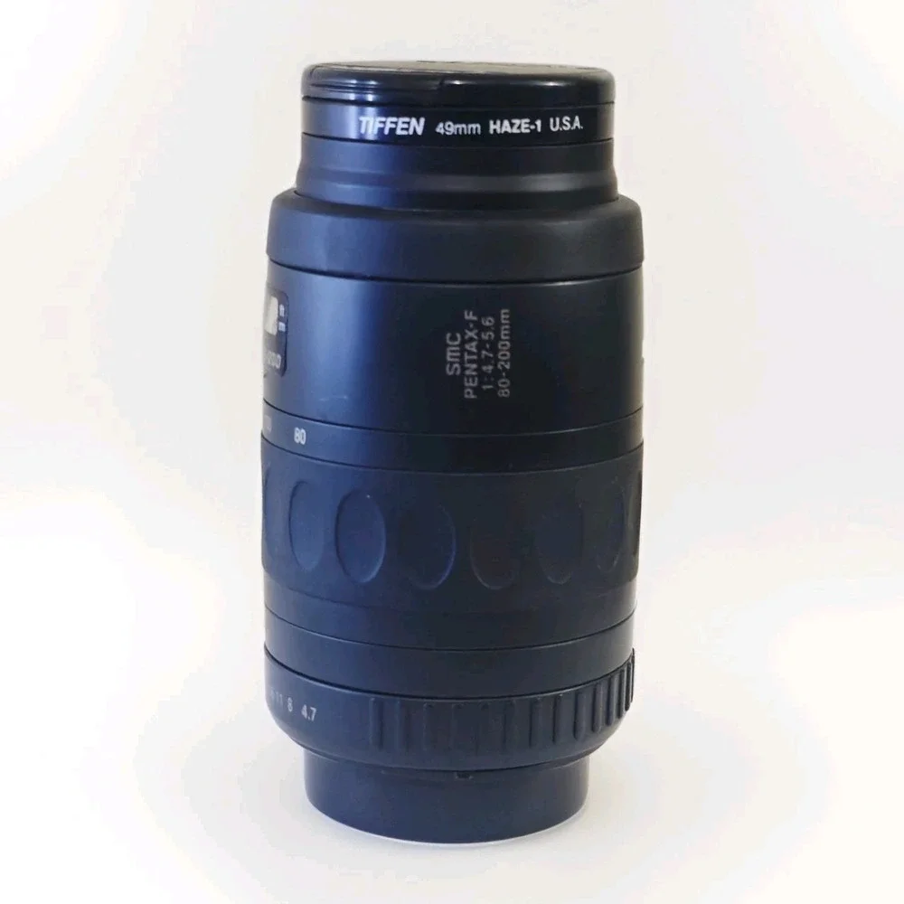 Pentax F SMC 80-200mm f/4.7-5.6 Camera Lens W/ A TIFFEN HAZE-1 49 mm Filter